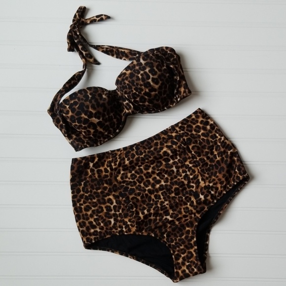 ASOS Other - Retro High-waisted Leopard Print Swimsuit